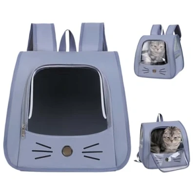 Imagen de Bolsa para Mascotas Plegable,Mochila Gato y Perro,Mochila Gatos Transporte,Mochila Transportín Perro,Transportin Mochilas Perros,para pequeñas como Perros (Azul)