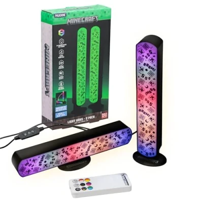 Imagen de Minecraft Juego de 2 barras luz con licencia oficial control remoto, fase color, 3 niveles brillo y música reactiva, decoración habitación jugadores regalo para niños niñas