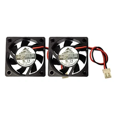 Imagen de Paquete de 2 ventiladores silenciosos refrigeración sin escobillas 4010 DC 12 V 40 mm x 10 mm, sistema rodamiento bolas doble, pines