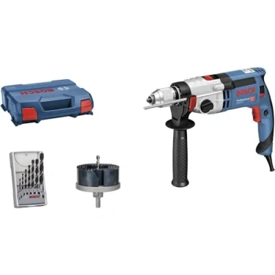 Imagen de Bosch Professional GSB 24 2 Taladro percutor (1100 W, velocidades, 3000 rpm, Ø max perforación hormigón 22 mm, set brocas + corona, en maletín)
