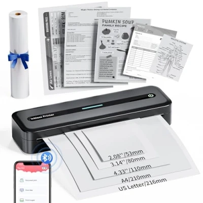 Imagen de COLORWING M832 impresora térmica para A4, papel térmico, portátil Bluetooth, pequeña, compacta iPhone y Android, portátil, térmica, inalámbrica