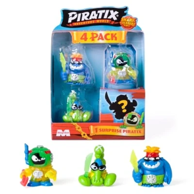 Imagen de PIRATIX ADVENTURE WORLD Serie Shark Treasure, Pack de 4, Contiene 4 Piratix, 1 &#039;Cristal&#039; y Sorpresa, Accesorios &#039;Cristal&#039;, unidades