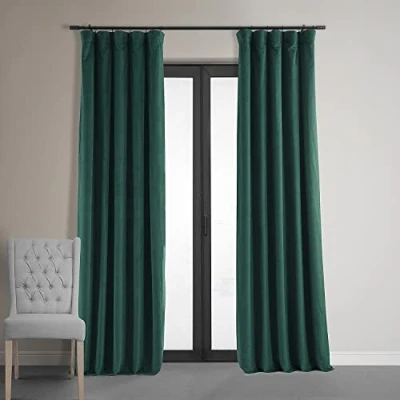 Imagen de HPD Half Price Drapes Signature Cortinas Opacas térmicas de Terciopelo para Sala Estar, 120 Pulgadas Largo, 1 Panel con Bolsillo Barra, aisladas Ventana Dormitorio,