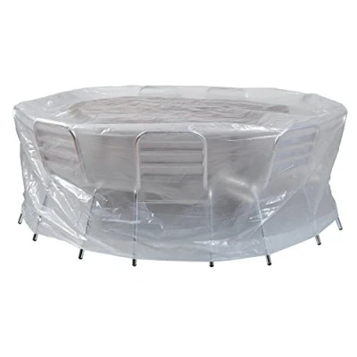 Imagen de Ribimex PRH090200D, Funda redonda para mesa de jardín Ø 200 H x 80cm Eco platinium, garden, translúcido