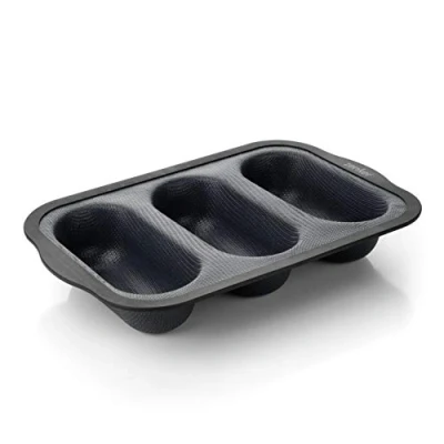 Imagen de ZENKER Molde Rectangular Mini Baguettes Excellence en silicona reforzada con fibra de vidrio y borde nailon, negro gris, 28x18x4cm, 1ud.