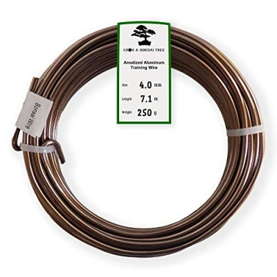 Imagen de Grow A Bonsai Tree Anodizado de aluminio 4,0 mm Formación alambre 250G gran rollo (23 pies) (4,0 mm) 4.0mm marrón