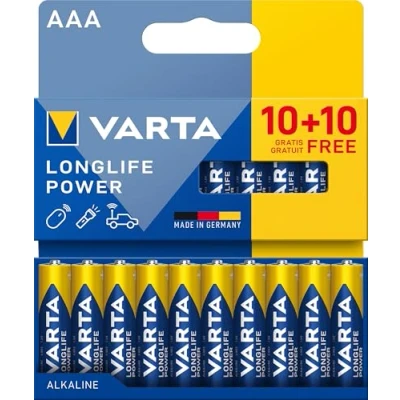 Imagen de VARTA Longlife Power Pilas alcalinas AAA (20 Unidades, 1,5 V, Ideal para cámara Digital, Controlador, Monitor de presión Arterial Embalaje sin plástico)