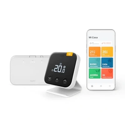 Imagen de tado termostato inalámbrico X: Starter Kit con ambiental, Bridge X y soporte, control mediante aplicación altavoz inteligente (Alexa, Siri, Google Assistant), no compatible V3+