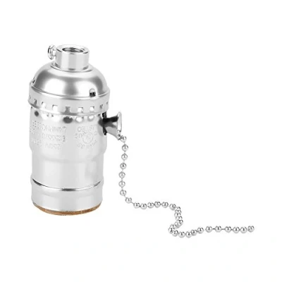 Imagen de Asixx Portaherramientas E27, Base de luz, Aluminio Vintage con Cadena Tiro, Tornillo Bombilla(Silver)