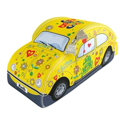 Imagen de BRISA VW Collection Bolsa de Neopreno Universal para maquillajecosméticosviaje y Farmacia Escarabajo/Beetle (Floral/Amarillo/Grande)