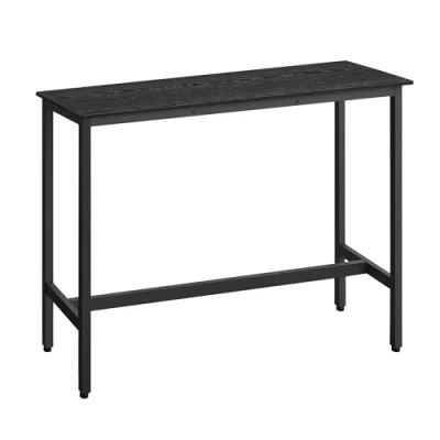 Imagen de VASAGLE Mesa de Bar, Cocina Rectangular Estrecha, Alta con Marco Metal Robusto, 40 x 120 90 cm, Montaje Sencillo, Diseño Industrial, Negro Ébano y Tinta LBT120B56