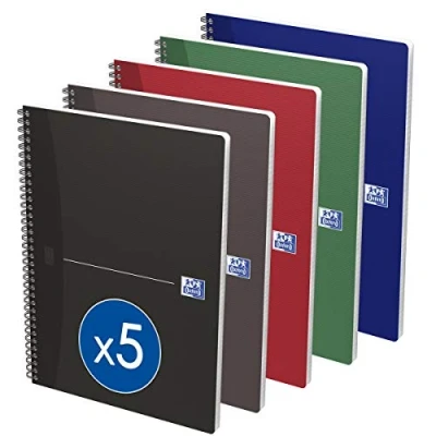 Imagen de Oxford 282873 Cuaderno de anillas (multicolor) tamaño A4 Pack 5 uds.