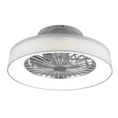 Imagen de Ventilador de Techo Lámpara Innovadora Moderna Iluminación LED Difusor Satinado Tela Luz Blanca Remolino Regulable 3 Intensidad Temporizador Silencioso Instrucciones Italiano