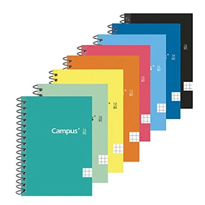 Imagen de PACK 12 BLOC LIBRETA ESPIRAL TAPA BLANDA 16º NATURAL 80 HOJAS 60 GRAMOS CUADRICULA 4MM