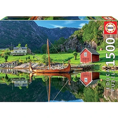 Imagen de Educa Puzzle de 1500 Piezas para Adultos Barco Vikingo. Incluye Pegamento Fix Puzzle. A Partir 14 años (18006)