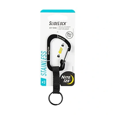 Imagen de NITEIZE CSLW3 01 R6 SLIDELOCK Keyring 3&quot; MOSQUETÓN Llavero Cierre Seguridad, Negro, #3 25lb Capacity