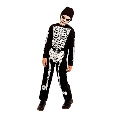 Imagen de Rubies Disfraz de Esqueleto Skelito para niños y niñas, Jumpsuit impreso gorro, Original Halloween, Carnaval cumpleaños