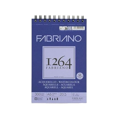 Imagen de Fabriano Honsell 19100648 1264 Bloc de dibujo (300 g/m², DIN A5, 20 hojas, papel satinado blanco natural con grano medio ácido, para todas las técnicas secado)