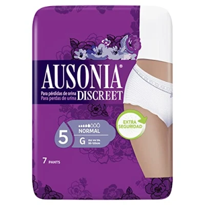 Imagen de Ausonia Discreet Pants Compresas Incontienencia Mujer, 7 Unidades, Braguitas para Pédidas de Orina Talla G, Blanco