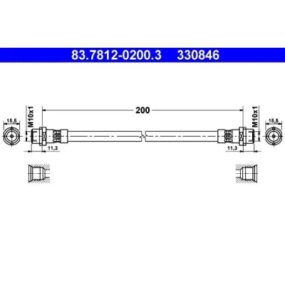 Imagen de ATE 83.7812 0200.3 Latiguillos de Freno 200 AUDI: 80 B4 Avant, Berlina