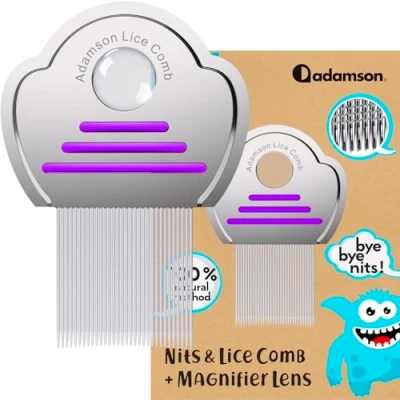 Imagen de Adamson Peine Piojos y Liendres Liendrera para Acero Inoxidable Niños Antipiojos Eficaz Duradero Fácil de Limpiar