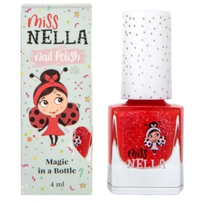 Imagen de Miss Nella Its Croco Dazzle Esmalte de uñas especial roja con brillantina para niños, fórmula despegable, a base agua y sin olor