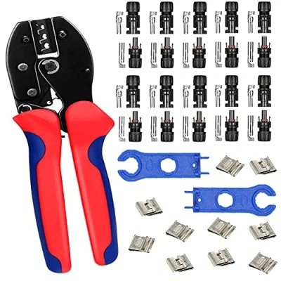 Imagen de Kit de Herramientas engarzado solar, para Panel Solar Crimpadora Cables PV 2.5 4.0 6.0 mm², con 10 Piezas Conectores Macho Hembra y 2 llave Sistema Fotovoltaico