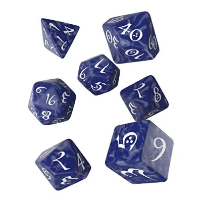 Imagen de Q Workshop QWOCLE85 Classic RPG Juego de Dados Blanco y Cobalto (7)