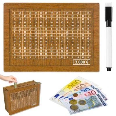 Imagen de Hucha de Madera con Contador, Contador Objetivo Ahorro y Números, Retro Números Objetivo, Ayuda a los Niños Desarrollar el Hábito Ahorrar Dinero