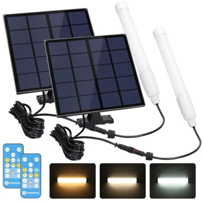 Imagen de Aigostar Luz Solar Exterior 50W 500LM Lámpara con mando a distancia, Tubo T8, IP65 regulable: 3000K/4000K/6500K.Luces Solares cable de 3 m, 2pcs