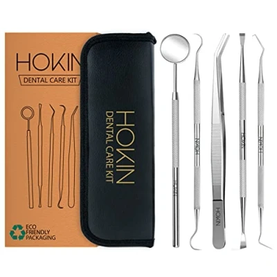 Imagen de HOKIN Limpieza Dental y Blanqueamiento, 5 Piezas de Acero Inoxidable, Para Hombres, Mujeres, Niños Mascota.