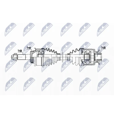 Imagen de NTY NPW MZ 092 Árbol de Transmisión Eje delantero, izquierda 490 Caja cambios manual, automática FORD: Ranger Mk2