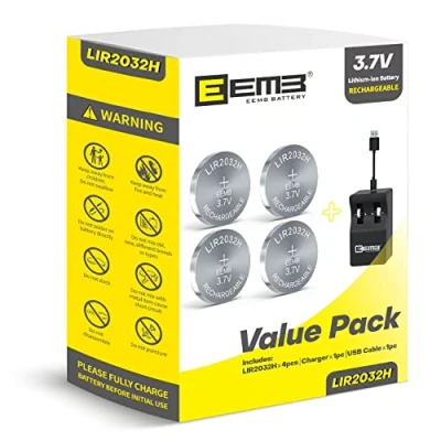 Imagen de EEMB LIR2032H Recargable Cargador de batería con botón Iones Litio 4pcs 3,7v 70mah para la Llave Control Remoto del Coche Fob Watch
