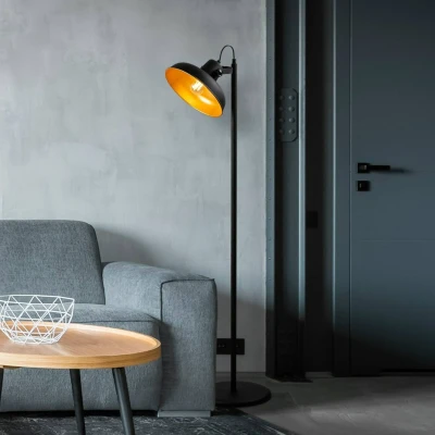 Imagen de Lámpara de pie Lectio H145 cm Metal Negro Oro Menzzo