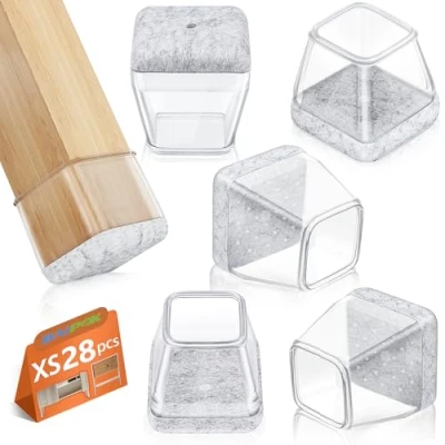 Imagen de BAIPOK 28 Piezas Protectores de Silla, Fundas Silicona para Piernas Silla con Fieltro Envuelto, Almohadillas Protectoras Pies Muebles (17 22mm)
