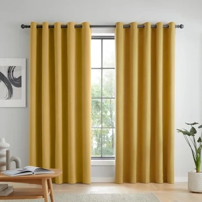 Imagen de Catherine Lansfield Wilson Cortinas Opacas térmicas (117 x 183 cm, Dos Paneles), Color Amarillo