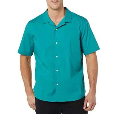 Imagen de Amazon Essentials Camisa Hawaiana de Corte Estándar Hombre, Cian Oscuro, S