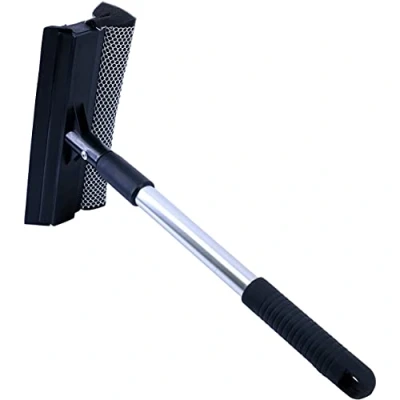 Imagen de Polyte Espátula limpiacristales para ventanillas y Ventanas Mango telescópico de Aluminio 36 a 50 cm Negro