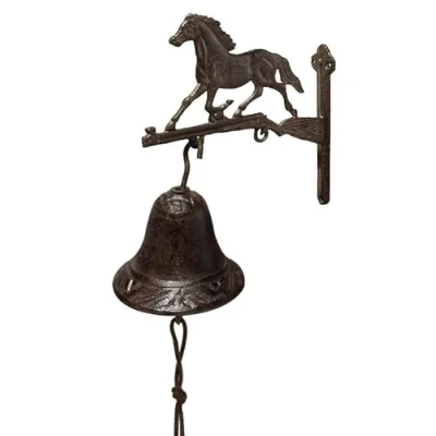 Imagen de Campana para puerta caballo rústico Hierro Fundido estilo antiguo de color marrón