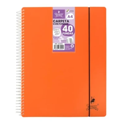 Imagen de Starplast Carpeta Con Fundas Espiral Flexible Organizadores, 40 fundas, Transparentes Lisas, A4, Tapa Plástico Resistente, Uso Escolar, Personal o de Oficina Color Naranja.