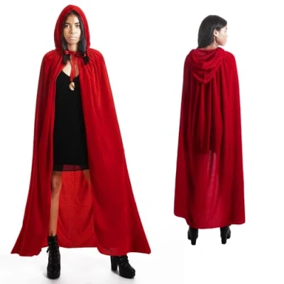 Imagen de various Largo Capa Rojo con Capucha Terciopelo Disfraz de Vampiro Halloween Medieval para Fiesta Carnaval y Adulto Mujer Hombre 170cm