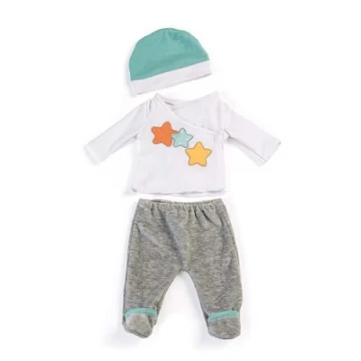 Imagen de Miniland 31222 Doll Ropa Conjunto DE BEBÉ Unisex con GORRITO para MUÑECO 40CM, sólido, Color Gris y Blanco, 15&#039;&#039; 3/4 Inch (31222)