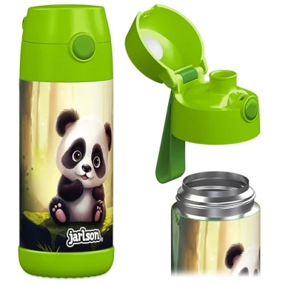 Imagen de Jarlson® botella de agua para niños MALI térmica acero inoxidable, sin BPA, a prueba fugas, infantil 350ml