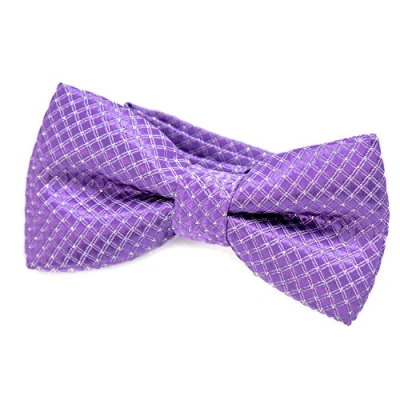Imagen de DonDon pajarita noble para niños chico combinada y ajustable 9x 4,5 cm de color lila brillada con argénteo puntos