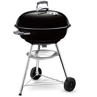 Imagen de Weber Compact Kettle barbacoa de carbón, superficie la parrilla Ø 57 cm, con tapa y cuba esmaltadas en porcelana, soporte tres patas ruedas, rejilla cromada Negro (1321004)