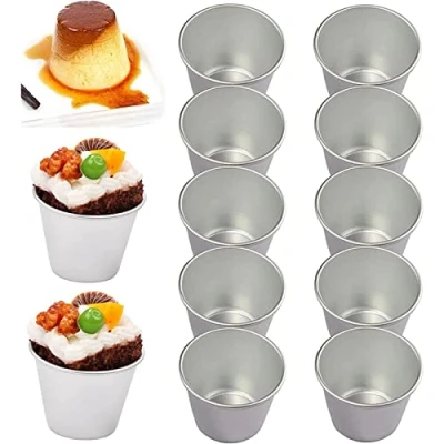 Imagen de Symphonyw moldes de pudín, 10 aluminio para magdalenas, dariole, antiadherentes, mini tazas hornear, lavabos, tartas huevo, cupcakes