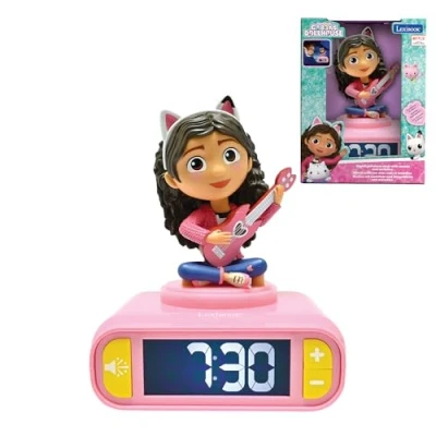 Imagen de LEXIBOOK, La Casa de Muñecas Gabby, Despertador Luminoso Gabby Sonidos y melodías, Pantalla LCD retroiluminada, con función repetición, Rosa, RL800GDH