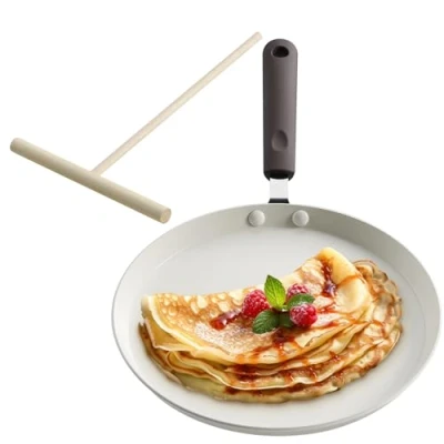 Imagen de Navaris Sartén para Crepes Antiadherente Tortitas filloas Huevos Crepera Plana Apta inducción 26 cm de diámetro Color Crema