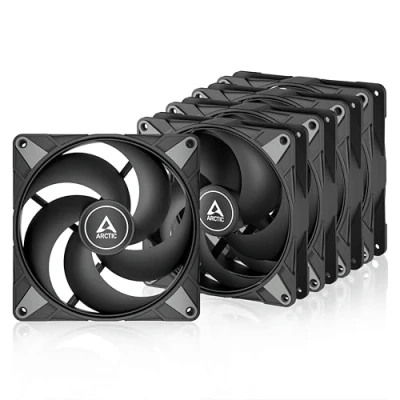 Imagen de ARCTIC P14 Max (5 Piezas) Ventilador PC 140mm, Fan, de caja Para CPU, alto rendimiento, Controlado por PWM 4002800 rpm, presión estática, Modo 0dB Negro