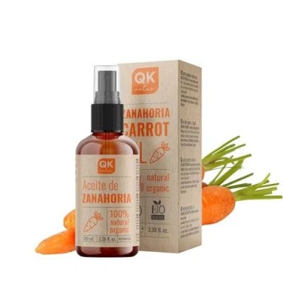 Imagen de QKnatur ACEITE de ZANAHORIA 100 ml 100% Puro y natural Bronceador solar Hidrata Rejuvenece la piel Repara el cabello Botella vidrio